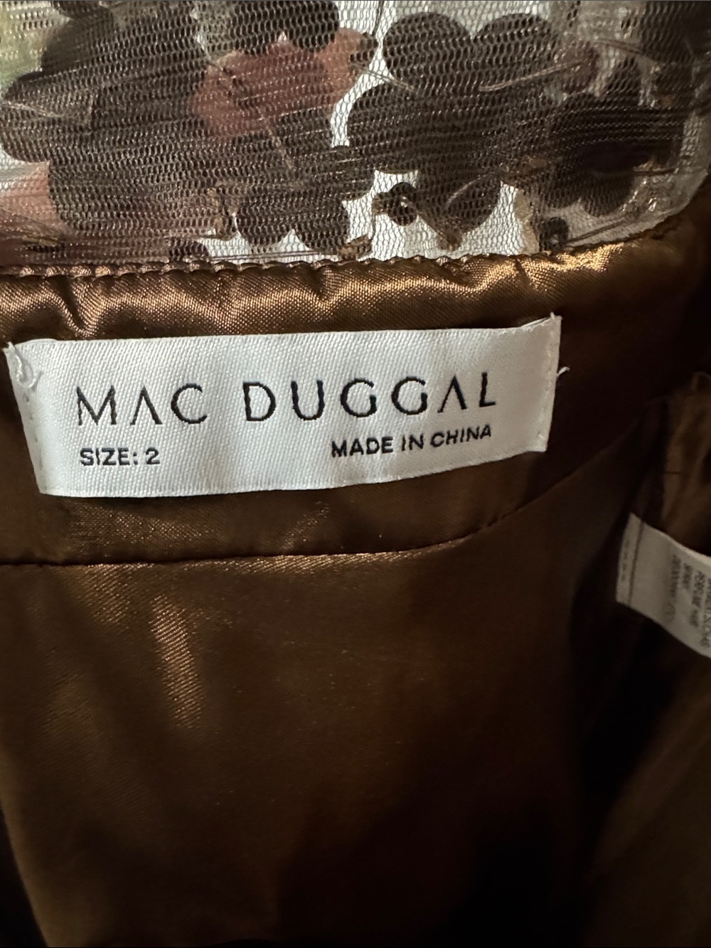 Mac Duggal Brown Embellished Velvet Trim A-Line Midi Dress | Size 2 | NWOT - Picture 14 of 14